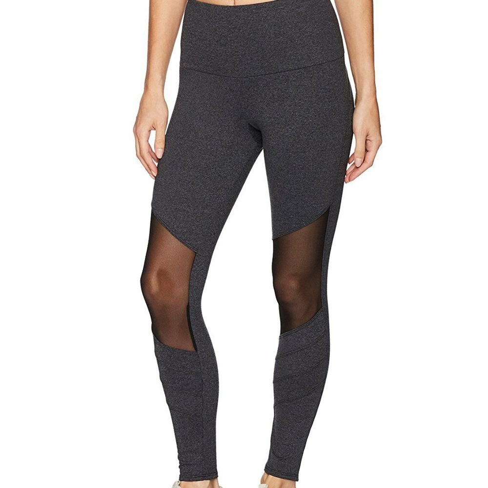 Onzie Yoga Moto Capri in Slate Gray - Mesh Detail